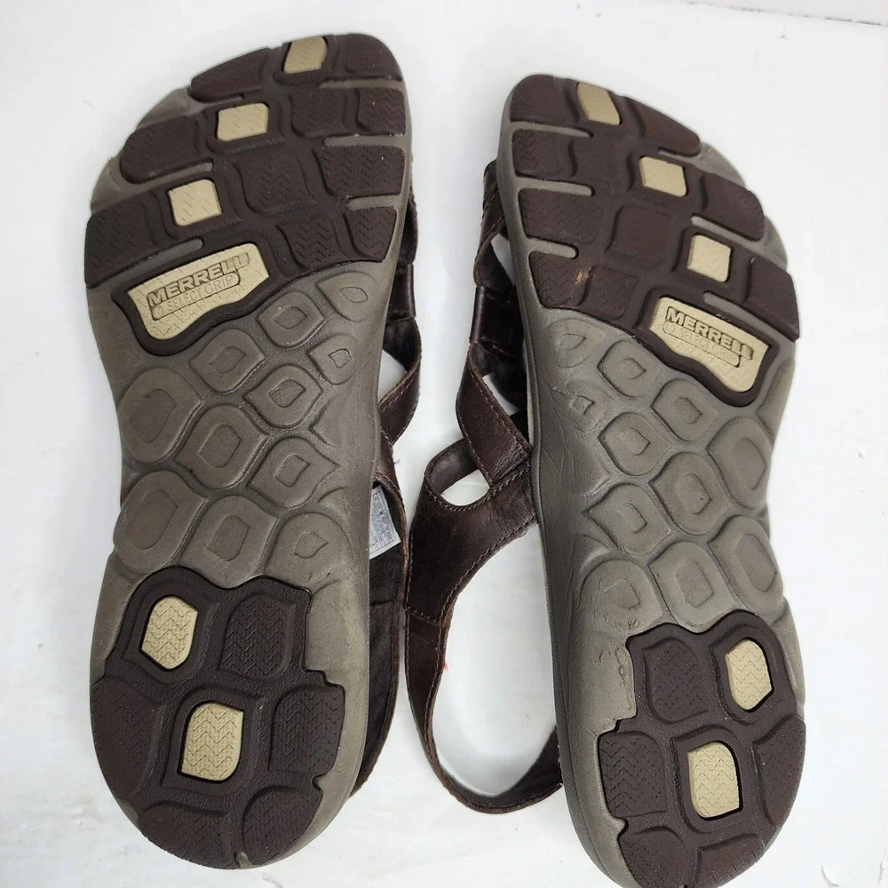 Merrell Bracken Sandals Women 8 Brown Leather Strappy Buckle Comfort J62310